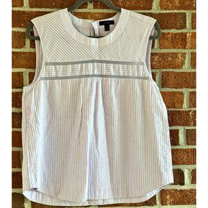 J.Crew White Sleeveless Textured Cotton Blouse Size 12